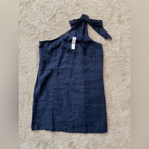 J.Crew one-shoulder linen shift dress - navy